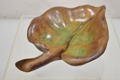 Vintage Dan Karner Mid Century Modern Hand Carved Wood Leaf Centerpiece Bowl