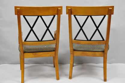 Biedermeier Empire Style Maple Wood Double X Back Dining Room Chairs - Set of 6