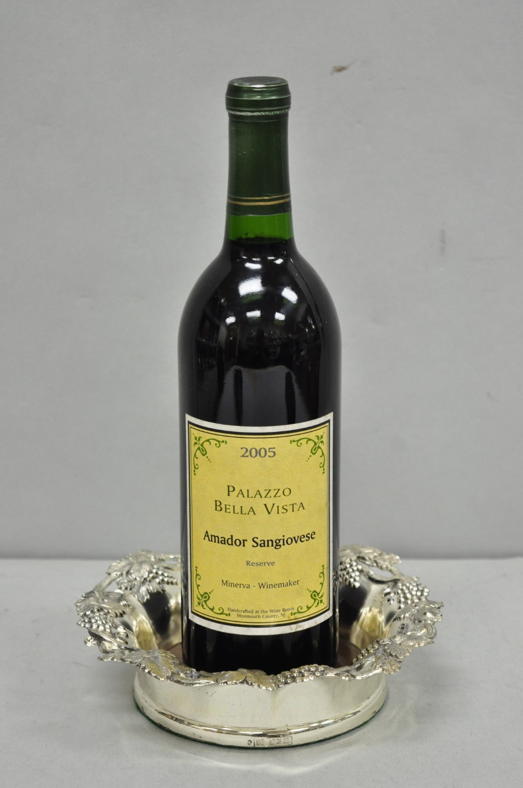 Vintage English Victorian Silver Plated Grapevine Repousse Wine Bottle Coaster