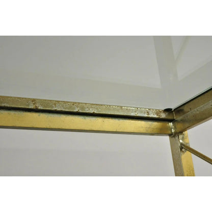 Vintage Hollywood Regency Modern Brass Plated Metal Gold X-Form Etagere Bookcase