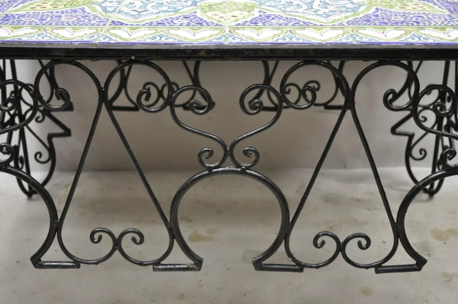 Arts & Crafts Ceramic California Tile Wrought Iron Coffee Table attr. Catalina