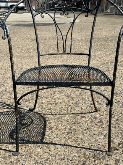Salterini Style Wrought Iron Garden Patio Arm Chairs by Florentine Craft Studio