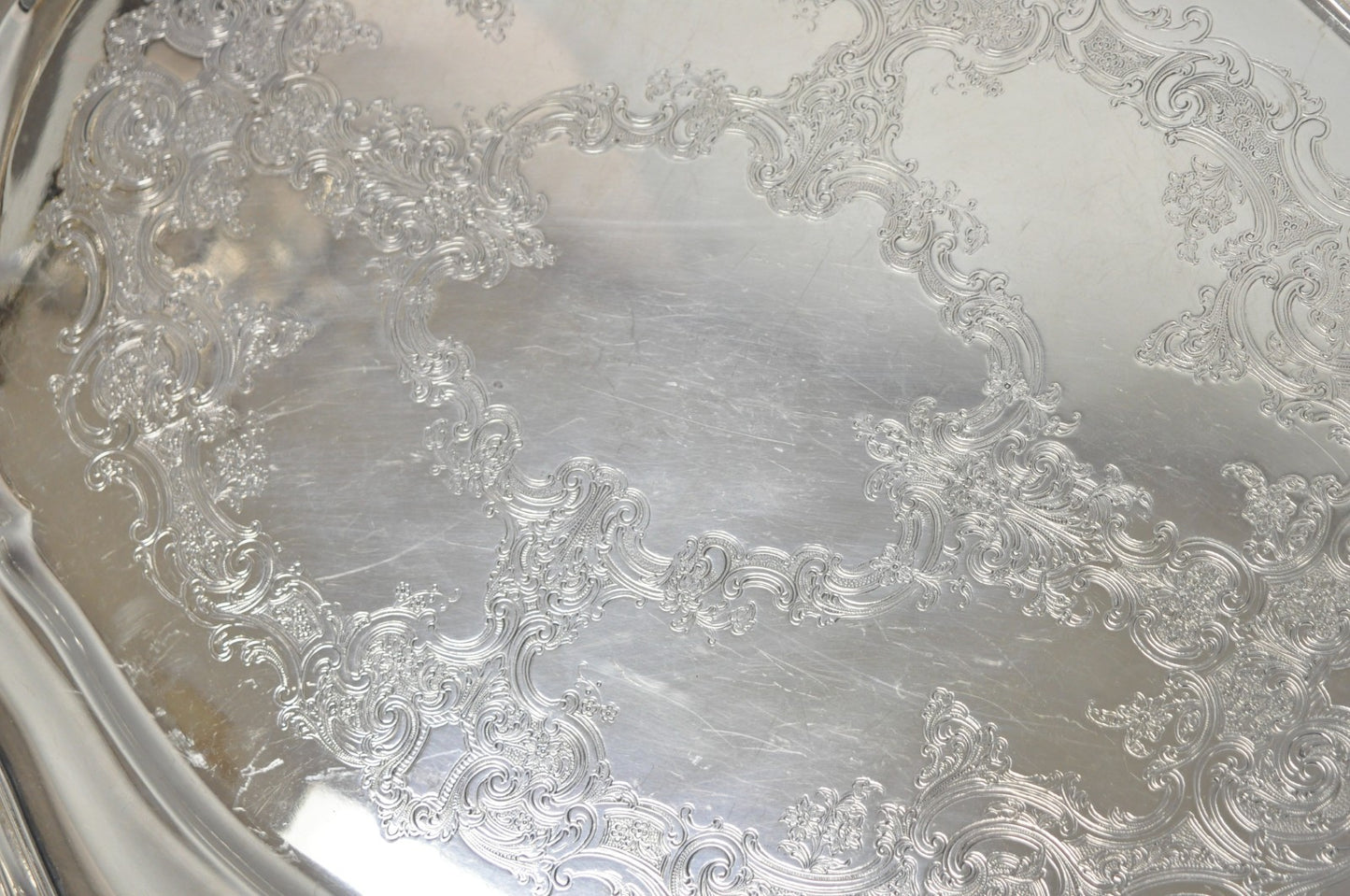 Antique Gorham Silver Plated Victorian Oval Butlers Serving Platter Bar Tray