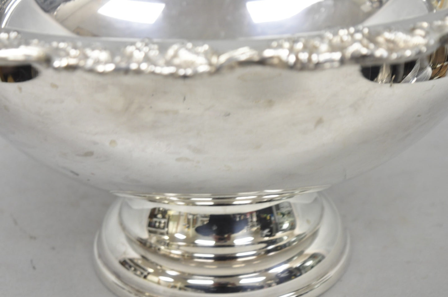 Vintage Victorian Style Grapevine Large Silver Plated Pedestal Punch Bowl