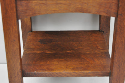 Antique Arts & Crafts Mission Oak Stickley Style 2 Tier Plant Stand Side Table