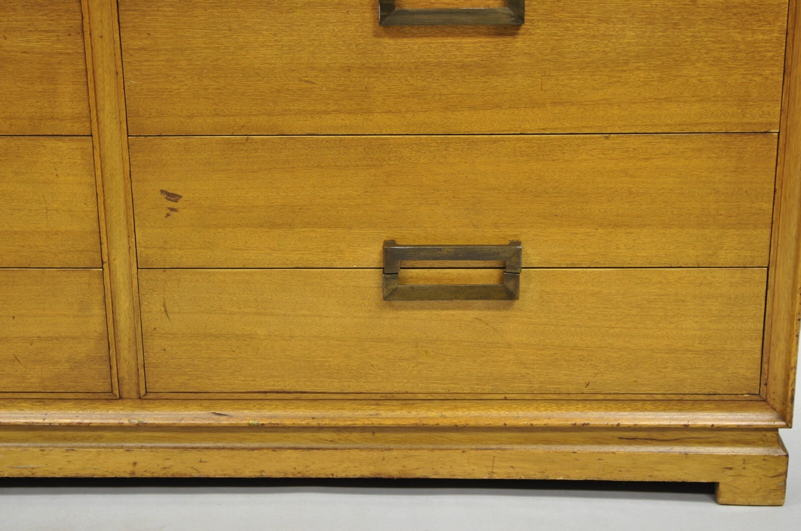 Vintage Mid Century Modern Blonde Mahogany Long Dresser Credenza by Red Lion