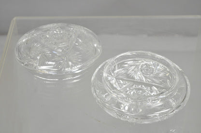 Vintage Art Deco Bohemian Cut Crystal Glass Czech Ladies Vanity Powder Jar