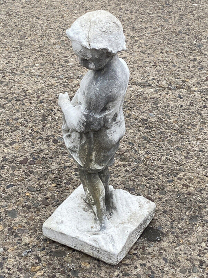 Vintage Four Seasons Cherub Putti Cast Cement 32" Lawn Ornament Garden Statue