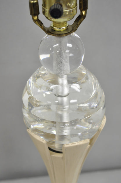 Vintage Art Deco Style Acrylic Lucite Sphere Tapered Table Lamps - a Pair