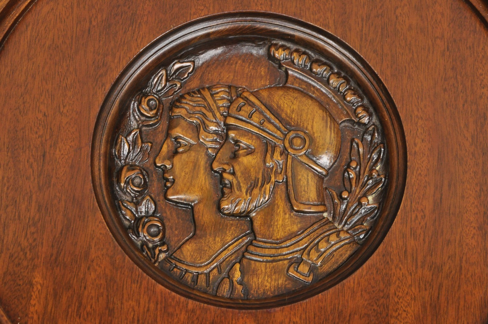 Antique French Renaissance Carved Female Dancer Walnut Display Tray Coffee Table