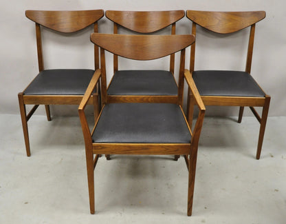 Vintage Mid Century Modern Cat Eye Walnut Dining Chairs by Stanley - Set of 4