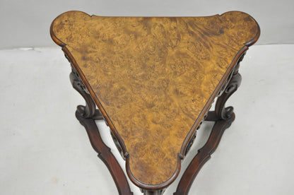 Antique Burl Walnut William & Mary Jacobean Triangular Accent Side Table