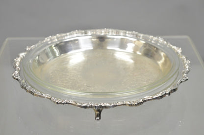 Old English by Poole 5017 Round 12" Silver Plated Platter Dish w/ Glass Insert