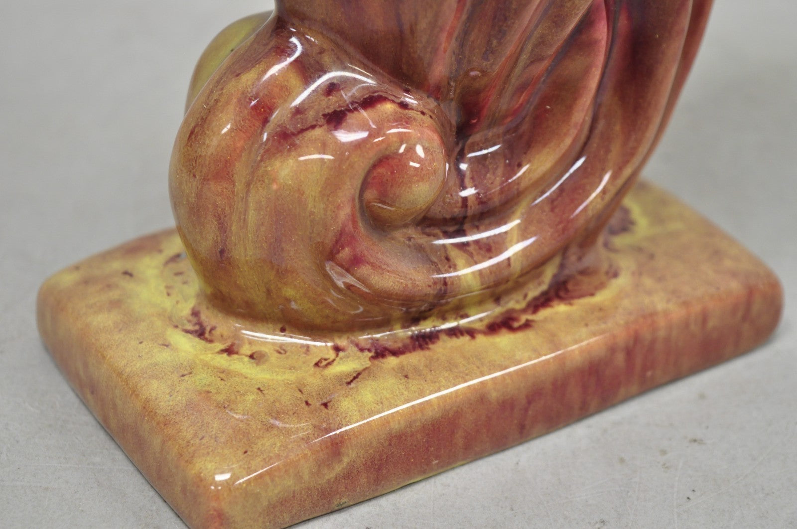 Mid Century Modern Gonder Ceramic Pottery 810 Red Flambe Flame Sculptural Vase