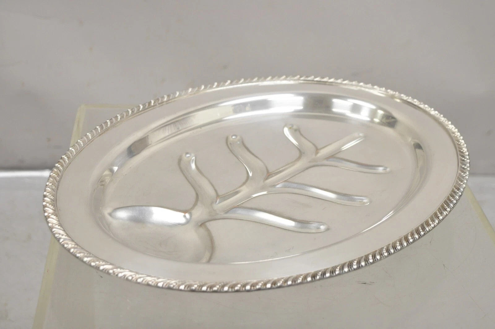 Vintage English Regency Silver Plated Oval Meat Cutlery Serving Platter Tray