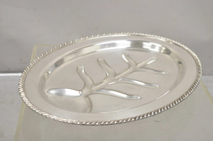 Vintage English Regency Silver Plated Oval Meat Cutlery Serving Platter Tray