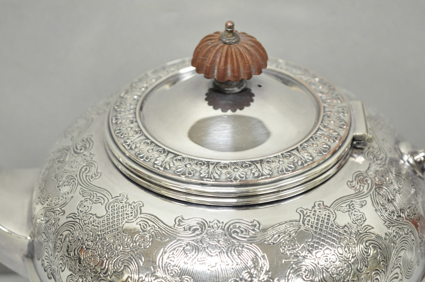 Vintage Sheffield Acanthus Pattern Silver Plated Coffee Teapot Tea Kettle