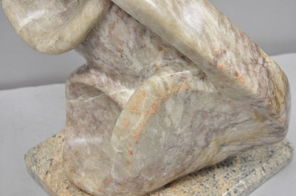 Vintage Seymour Shuren Modernist Pink Carved Marble Abstract Figure Sculpture