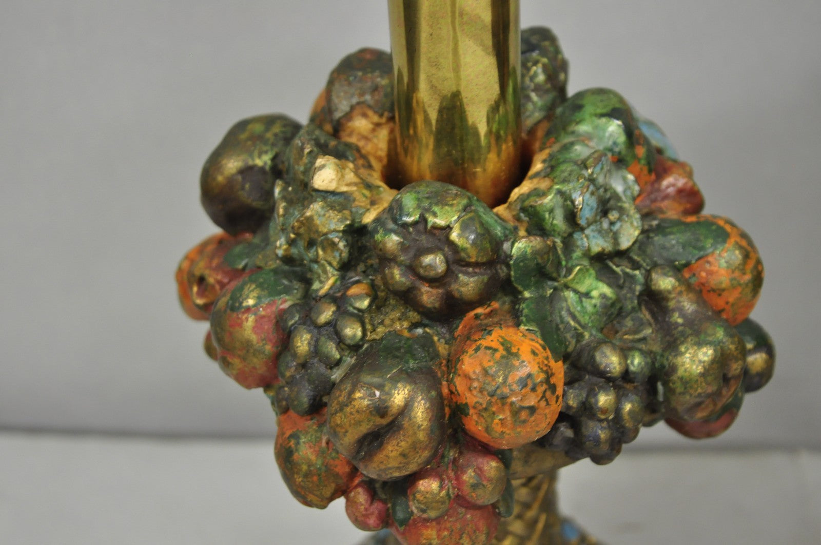 Armor Bronze Co Victorian Flower Fruit Basket Bouquet Small Table Lamps - a Pair