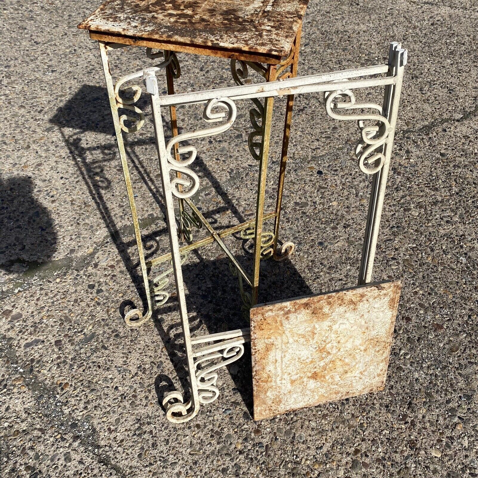 Metal Side Tables of Victorian Style Reclaimed Embossed Metal Celling Tin - Pair