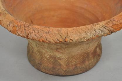Vintage Carbone Terracotta Pottery Basket Weave Garden Old World Planter Pot