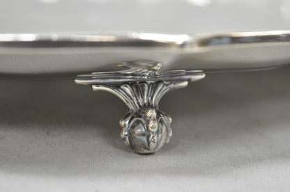 Vintage International Silver Co Large Round Silver Plated Footed Serving Tray