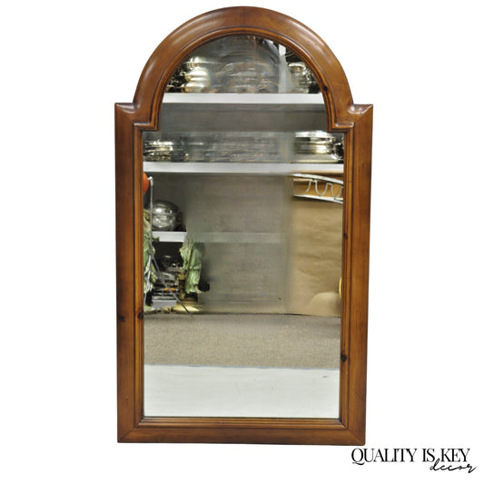 Vintage French Country Style Solid Pine Wood Sculpted Arch Wall Mirror