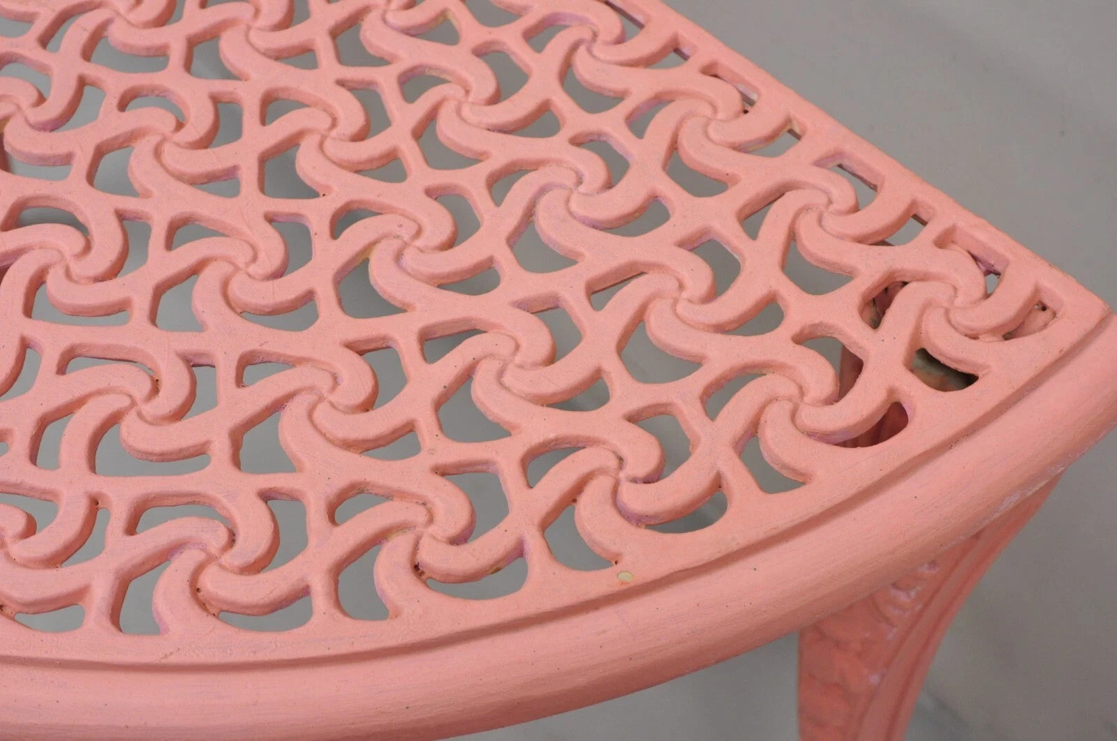 Vintage Italian Neoclassical Style Cast Aluminum Pink Demilune Console Table