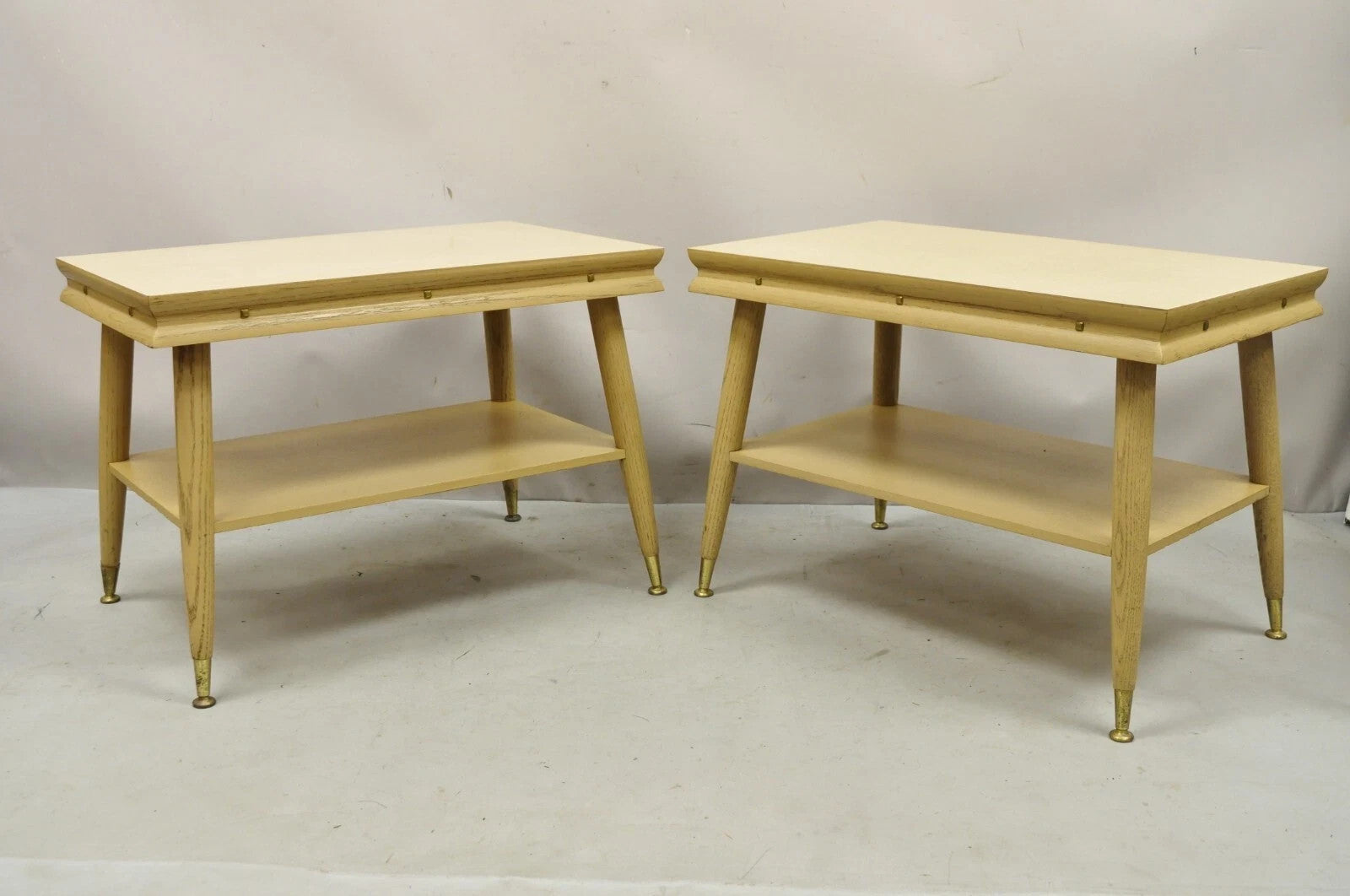 Vintage Mid Century Modern Atomic Era Laminate & Wood Coffee Table Set - 3 pcs