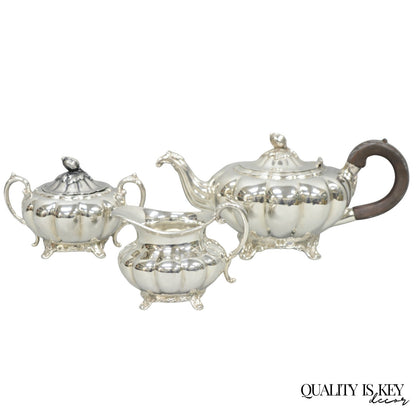 Antique 1881 Rogers 7377 Art Nouveau Silver Plated Tea Service Set - 3 Pcs