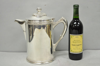 Antique English Victorian Silver Plated Enamel Line Large Beverage Water Pitcher