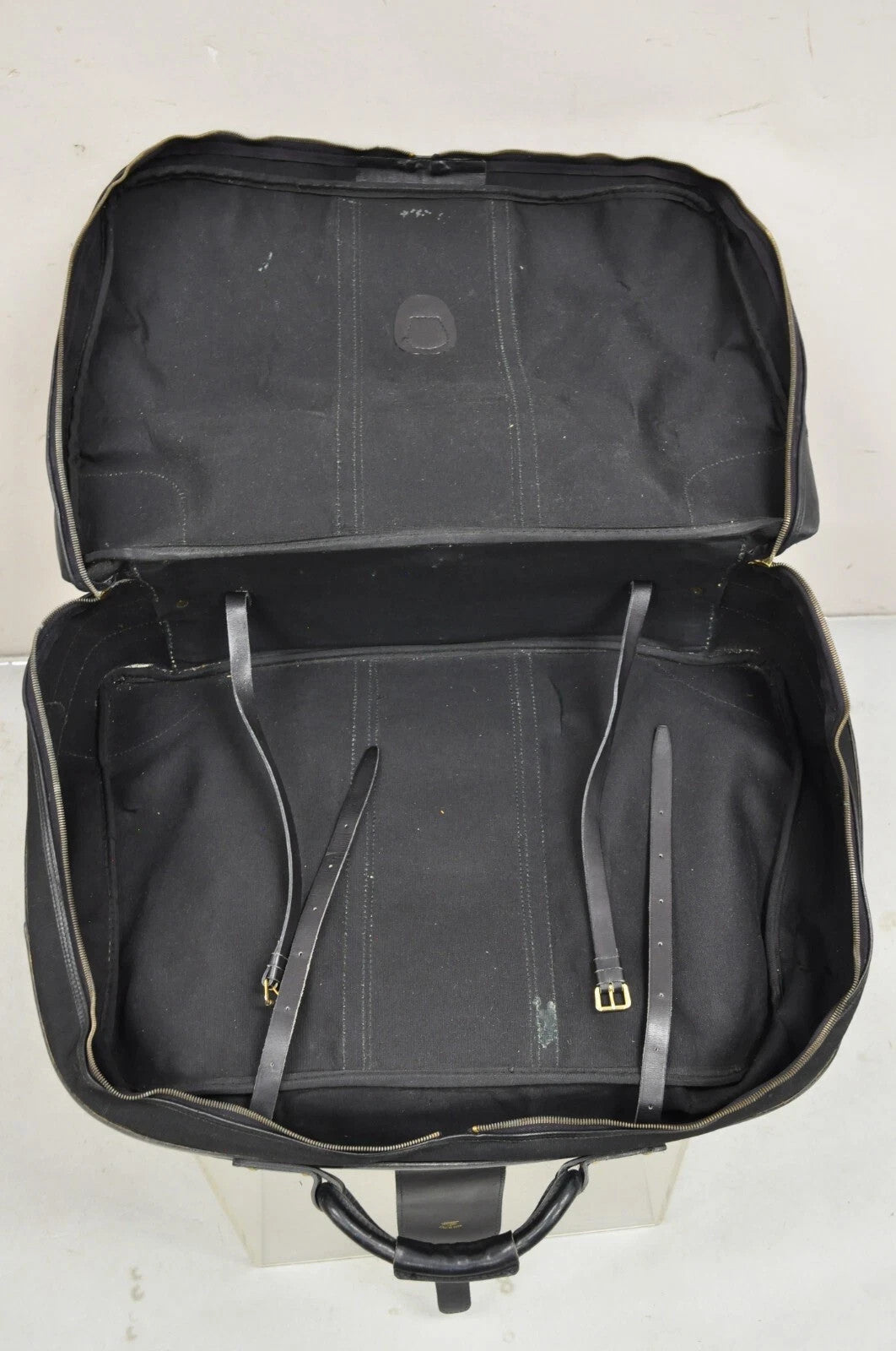 Vintage Gucci Black Canvas & Leather Suitcase Luggage Travel Bag Set - 2 Pcs