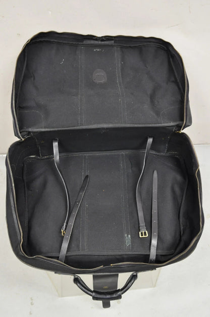 Vintage Gucci Black Canvas & Leather Suitcase Luggage Travel Bag Set - 2 Pcs