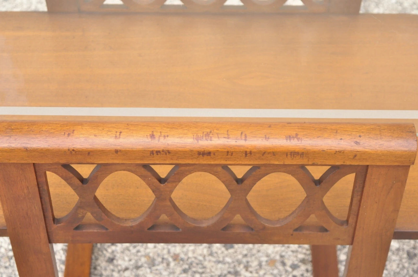 Vintage Mid Century Modern Mahogany & Glass Coffee Table & Pair End Table Set