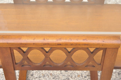 Vintage Mid Century Modern Mahogany & Glass Coffee Table & Pair End Table Set