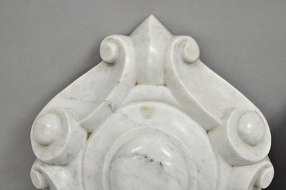Antique Neoclassical Carved Marble Mantel Keystone Architectural Element - Pair