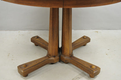 Vintage Mid Century Modern Oak Sunburst Round Extension Pedestal Dining Table