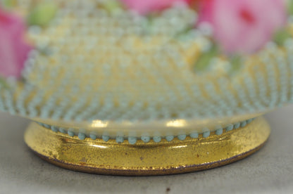 Antique Nippon Hand Painted Gold Gilt Porcelain Green Moriage Covered Sugar Bowl