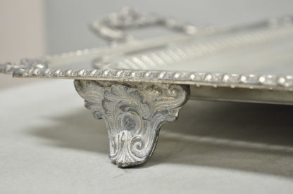 Vintage English Victorian Large Silver Plated Twin Handle Serving Platter Tray