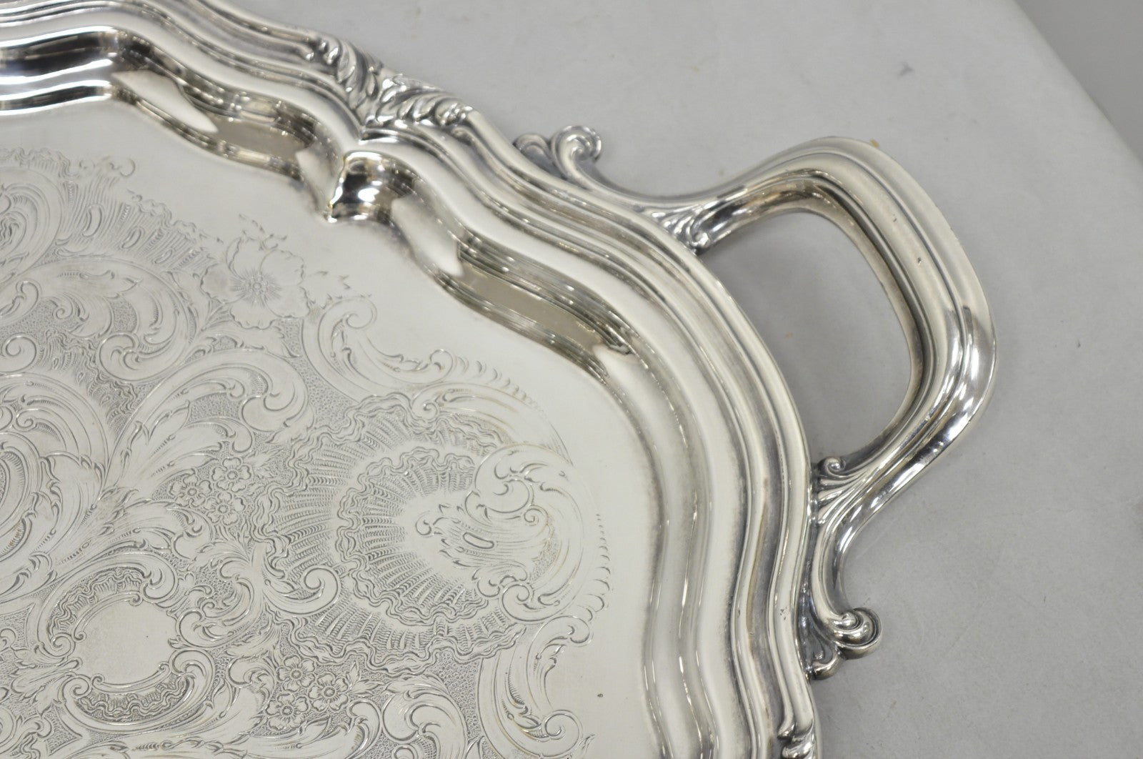 Antique Reed & Barton Winthrop Silver Plated Victorian Bar Serving Platter Tray