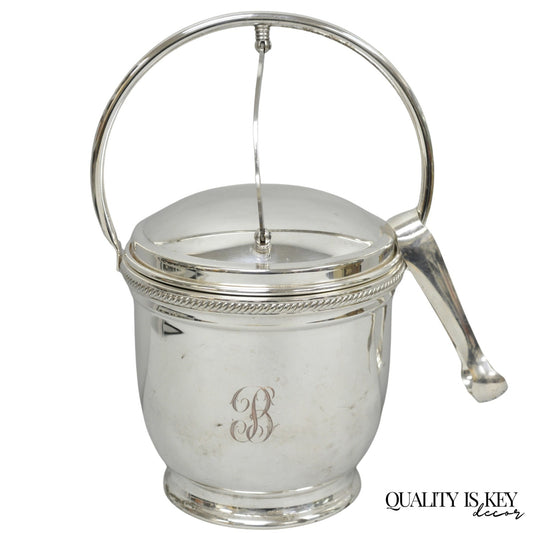 Vintage Victorian Silver Plated Reticulating Hinge Ice Bucket w/ "B" Monogram