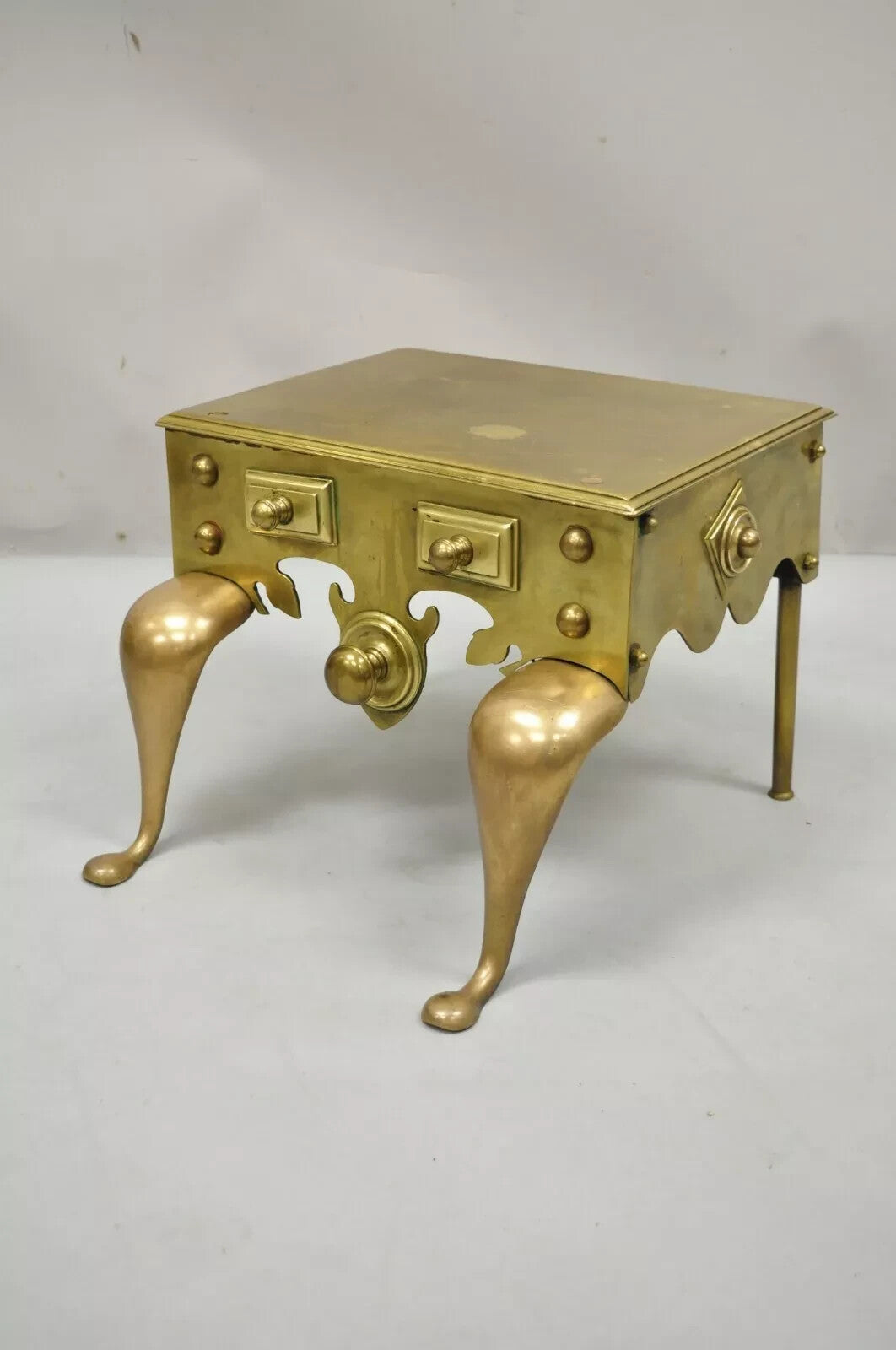 Antique English Victorian Solid Brass 40 lb. Footman Fireplace Trivet