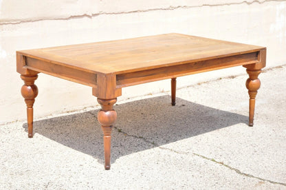 Antique French Country Farmhouse Extension Pine Wood Large Banquet Dining Table