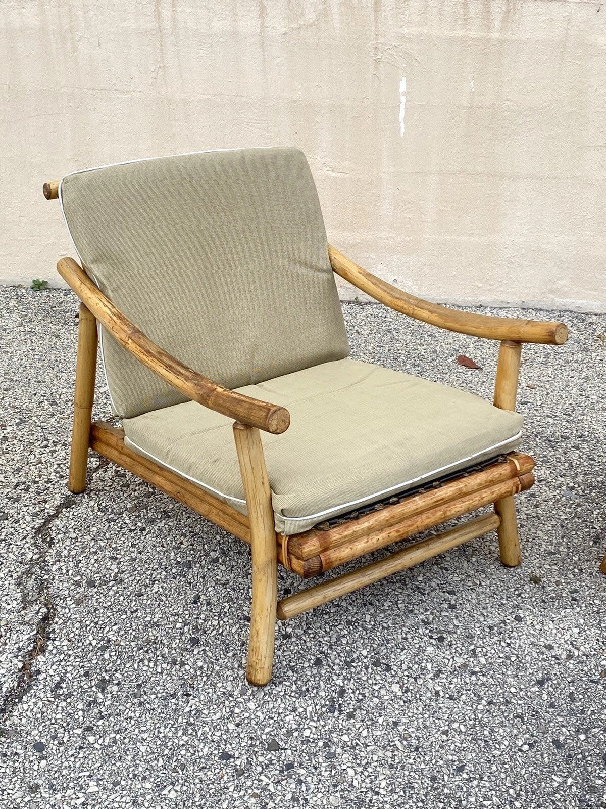 Vintage Ficks Reed Bamboo Rattan Tiki Sofa Set with Lounge Chairs - 3 Pc Set