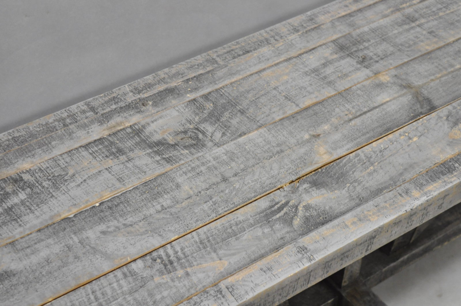 Primitive Rustic 72" Long Wooden Distressed Gray Wash Criss Cross Trestle Bench