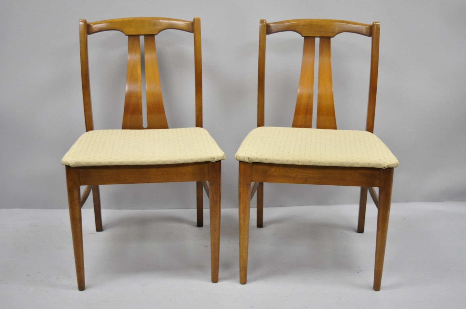 Vintage Mid Century Modern Curved Sculpted Walnut Dining Side Chairs - Set of 4