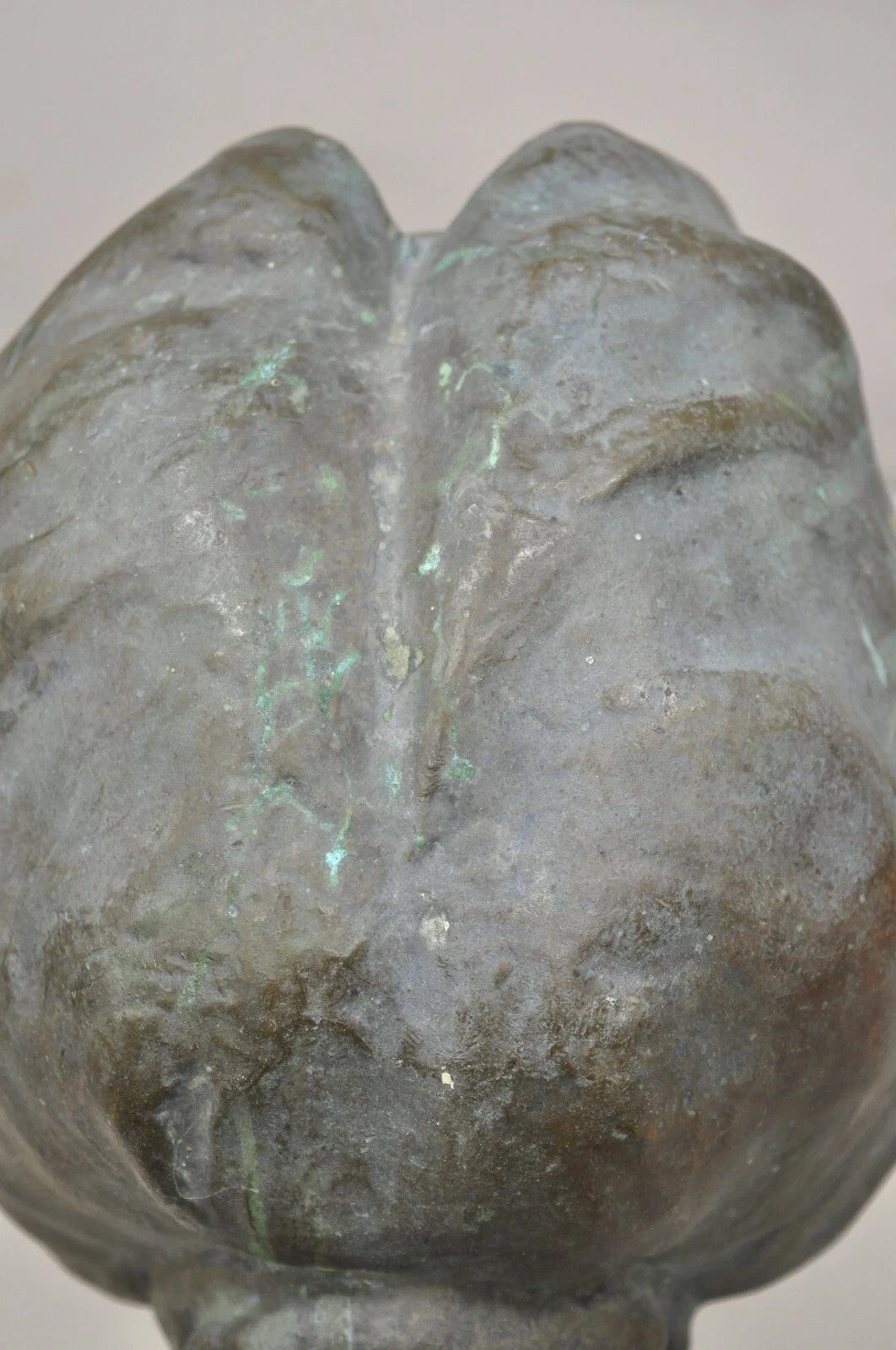 Vintage Patinated Cast Bronze Bust Statue Sculpture of Woman with Pinned Hair