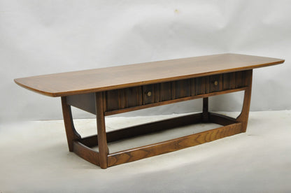 Vintage Mid Century Modern Sculpted Walnut & Laminate Coffee End Table Set 3 Pc