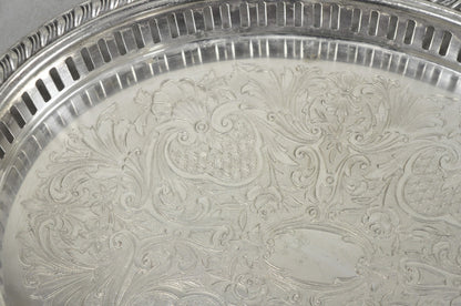 Vintage Eales Silver Plated Small Raised Gallery Oval Trinket Dish Bar Tray