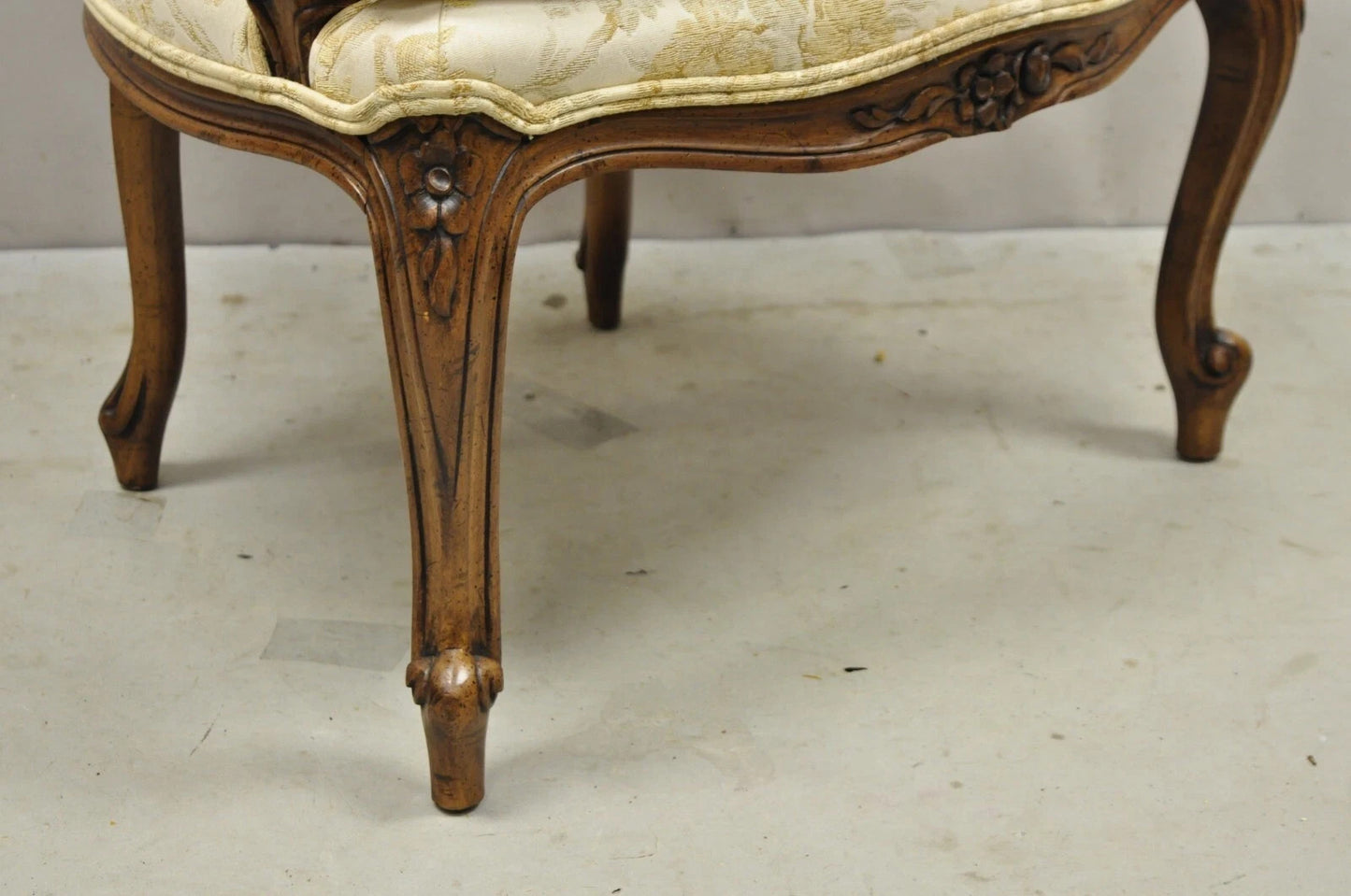Vintage Heritage French Country Louis XV Style Cane Back Fauteuil Arm Chair